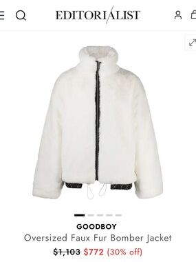 GOODBOY White Oversized Faux Fur Jacket